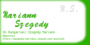 mariann szegedy business card